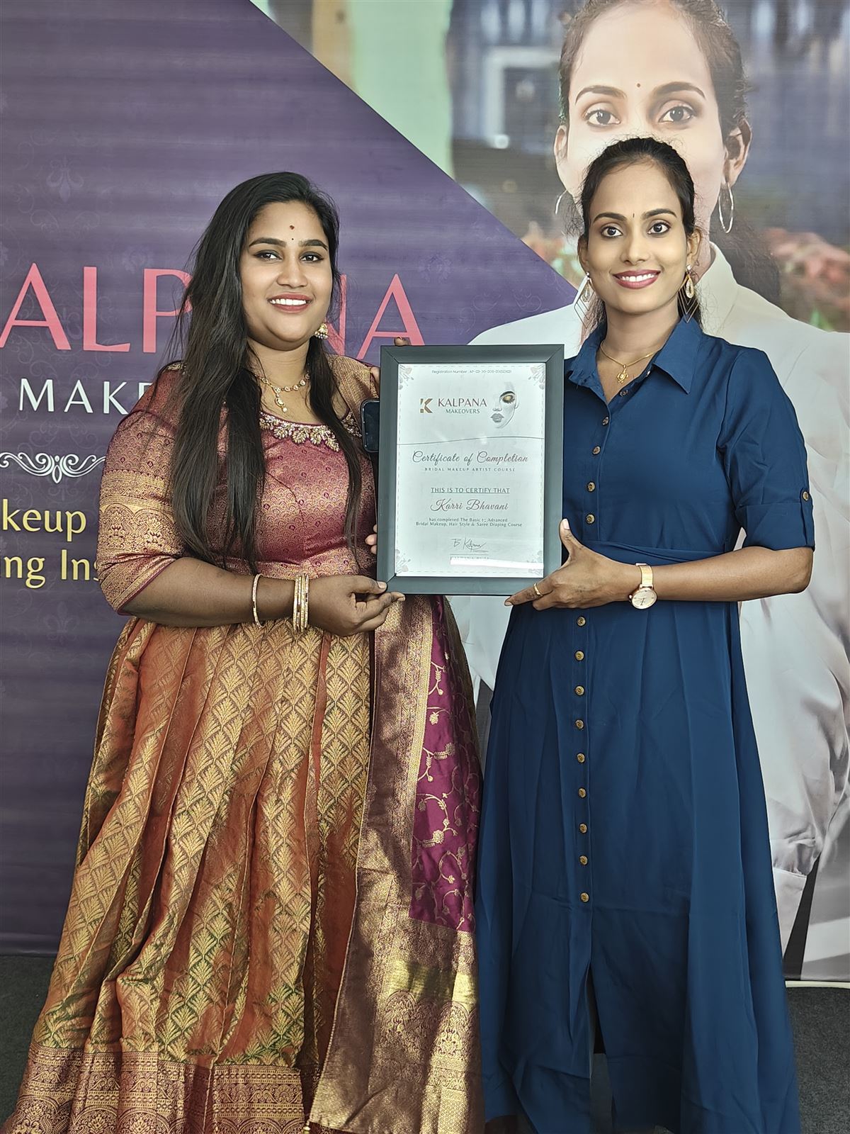 Students practising on real models at Kalpana's academy