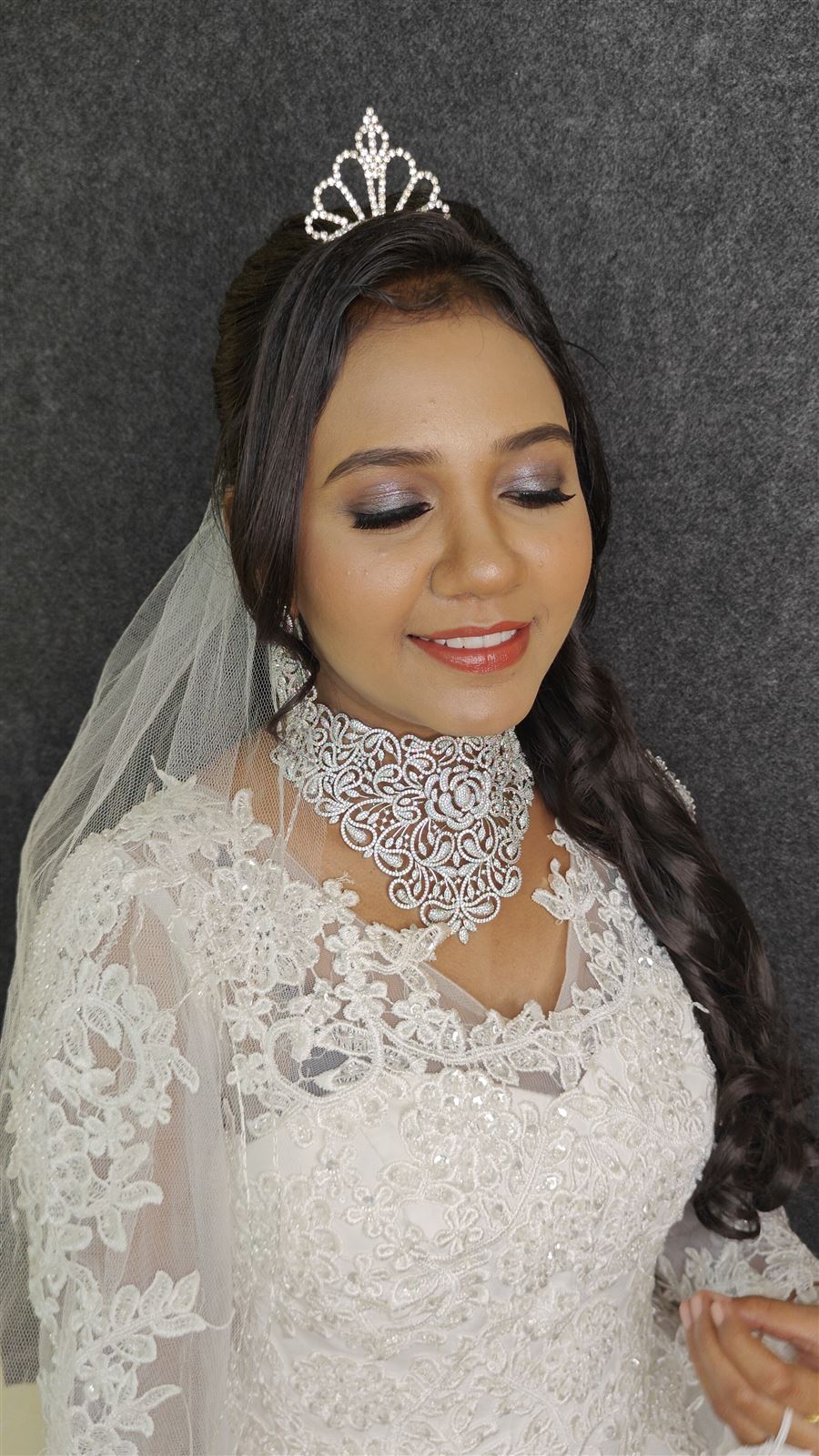 Student preparing a complete bridal look